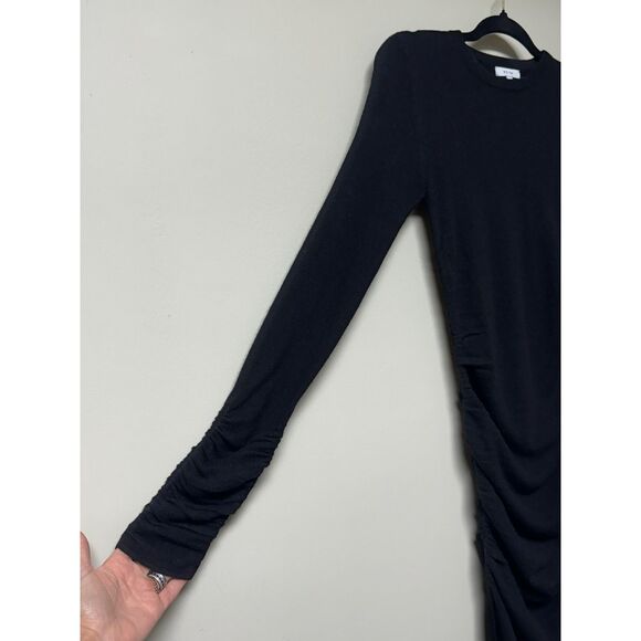 REISS Charley Ruched Midi Dress, Wool/Cashmere Blend, Black, Sz XS - Picture 6 of 14